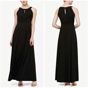 NWT SLNY Black Sleeveless Pleated Maxi Dress $109